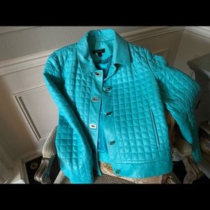 Beautiful quilted leather jacket turquoise size xl